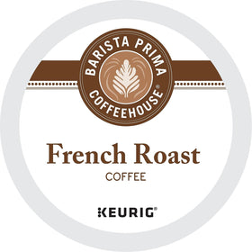 Barista Prima French Roast pod closeup highlighting bold aroma and rich body.