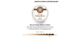 Barista Prima Italian Roast aroma closeup highlights rich notes without caffeine.