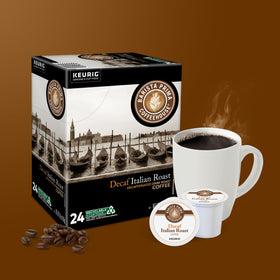 Barista Prima Italian Roast Decaf brewed and ready for morning ritual.