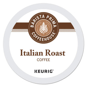 Barista Prima Italian Roast K-Cup lid packaging variation for Keurig compatibility