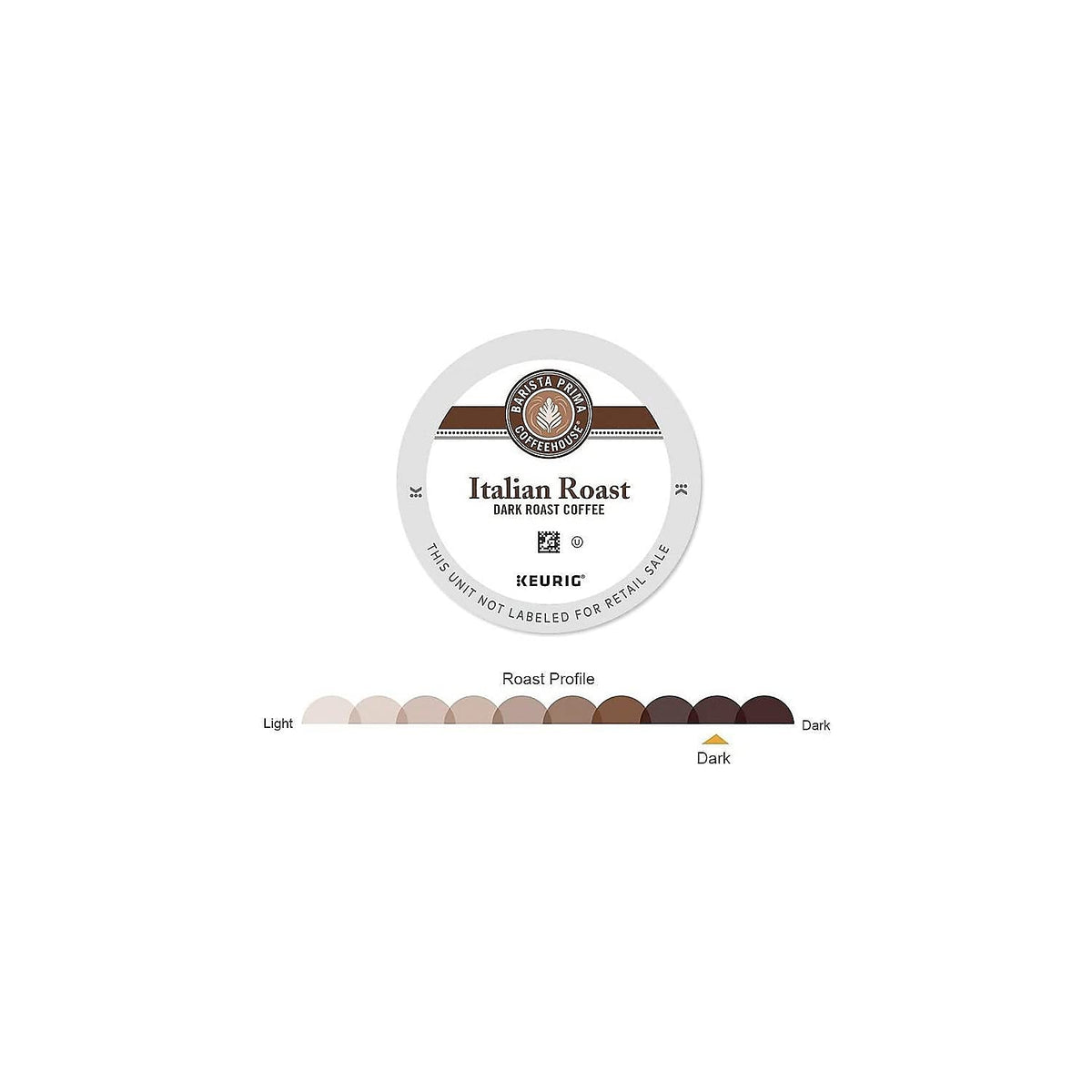 Barista Prima Italian Roast K-Cup Pods cup with steam and bold, versatile flavor