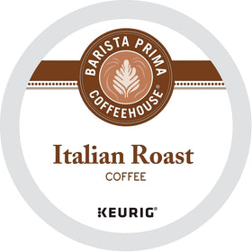 Barista Prima Italian Roast K-Cup pods in a 96-pack offering convenient, quality brewing.