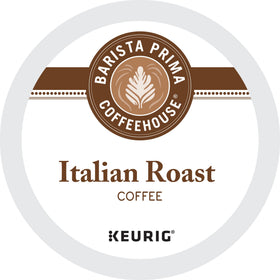 Barista Prima Italian Roast K-Cup on kitchen counter signals convenient single-serve brewing