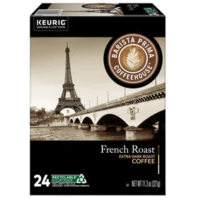 Barista Prima Coffeehouse French Roast packaging design ready for home brewing.