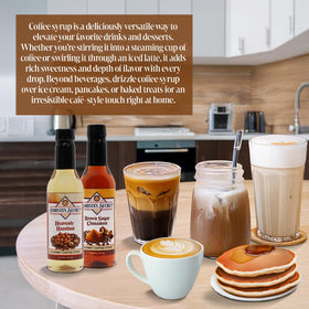 Barista's Secret Heavenly Hazelnut syrup bottle on display, adds smooth latte aroma.