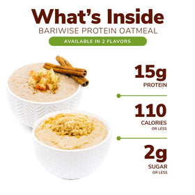 BariWise Instant Protein Oatmeal microwave ready cup showing fast heating and serving