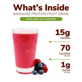BariWise Protein Fruit Drink powder measuring scoop ready for quick, protein-packed shakes