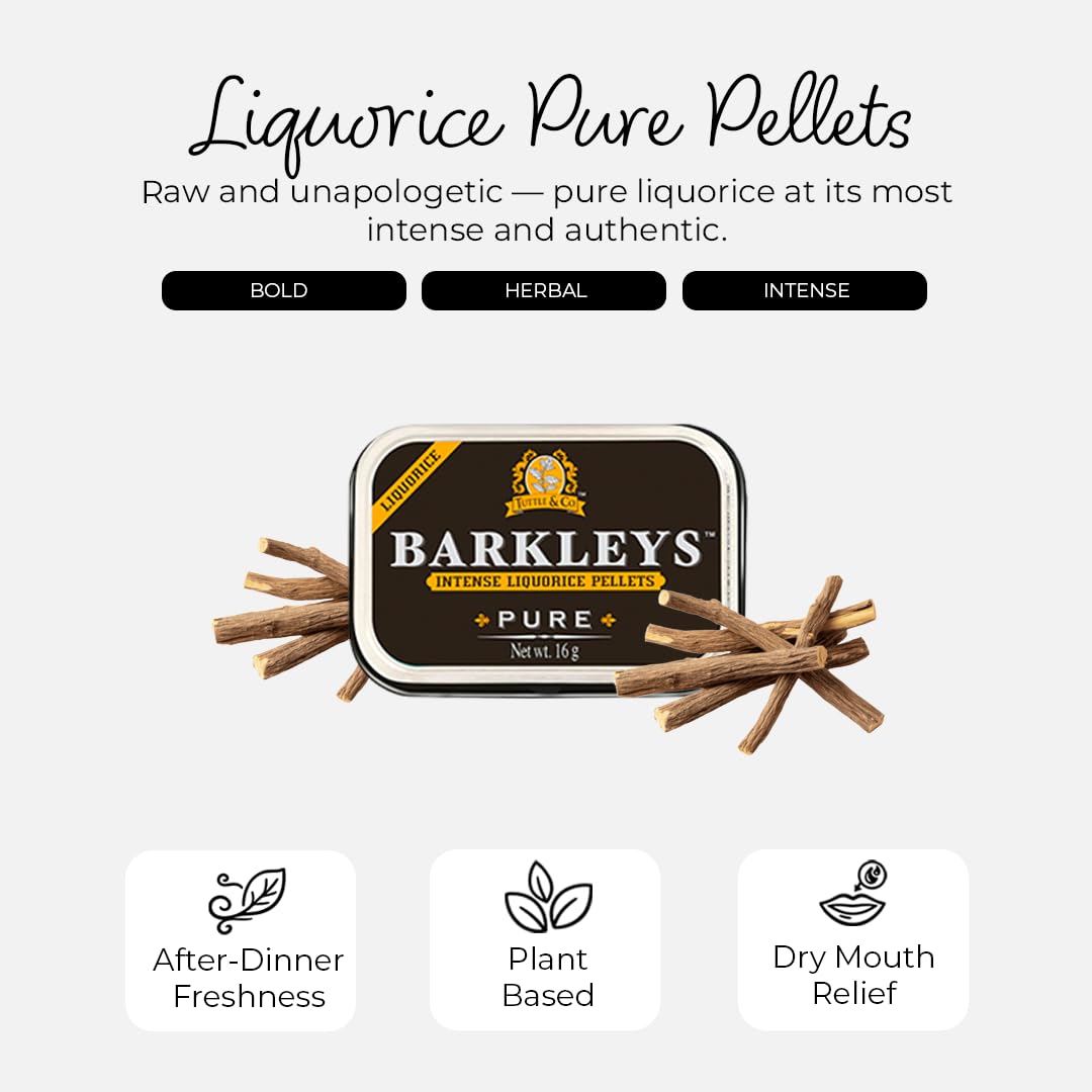 Barkleys Black Licorice Candy Pellets close-up shows rich texture.