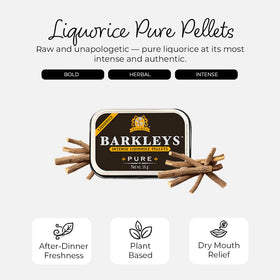 Barkleys Black Licorice Candy Pellets close-up shows rich texture.