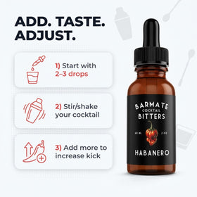 BarMate Spicy Habanero Bitters dropper enables precise dosing for cocktails