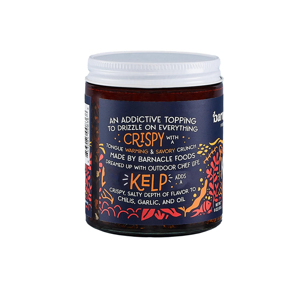 Barnacle Foods Kelp Chili Crisp on noodles offering heat and savory crunch.