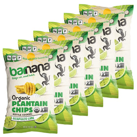 Barnana Acapulco Lime Plantain Chips bag showing vibrant lime flavor and crunchy texture