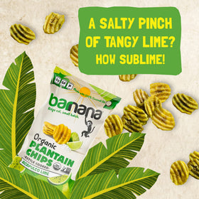 Simple ingredients: organic plantains, coconut oil, lime for clean snacking