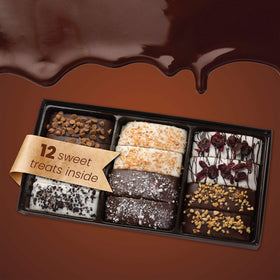 Biscotti cookies dipped in premium dark chocolate for indulgent flavor and texture.