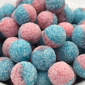 Barnetts Mega Sour Bubblegum candy close-up showing bold sour coating for sharing.