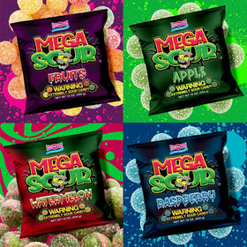 Barnetts Mega Sour Candy 4 Pack Watermelon flavour – refreshing tang with bold sweetness.