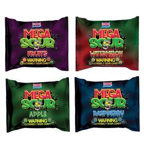 Barnetts Mega Sour Apple pack closeup, intense sour coating meets crisp apple.
