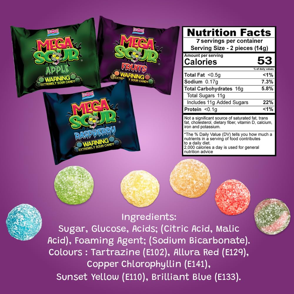 Barnetts Mega Sour Challenge image highlights 20 seconds of sour power.