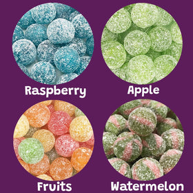 Barnetts Mega Sour display at a party table, bright colors for celebrations.