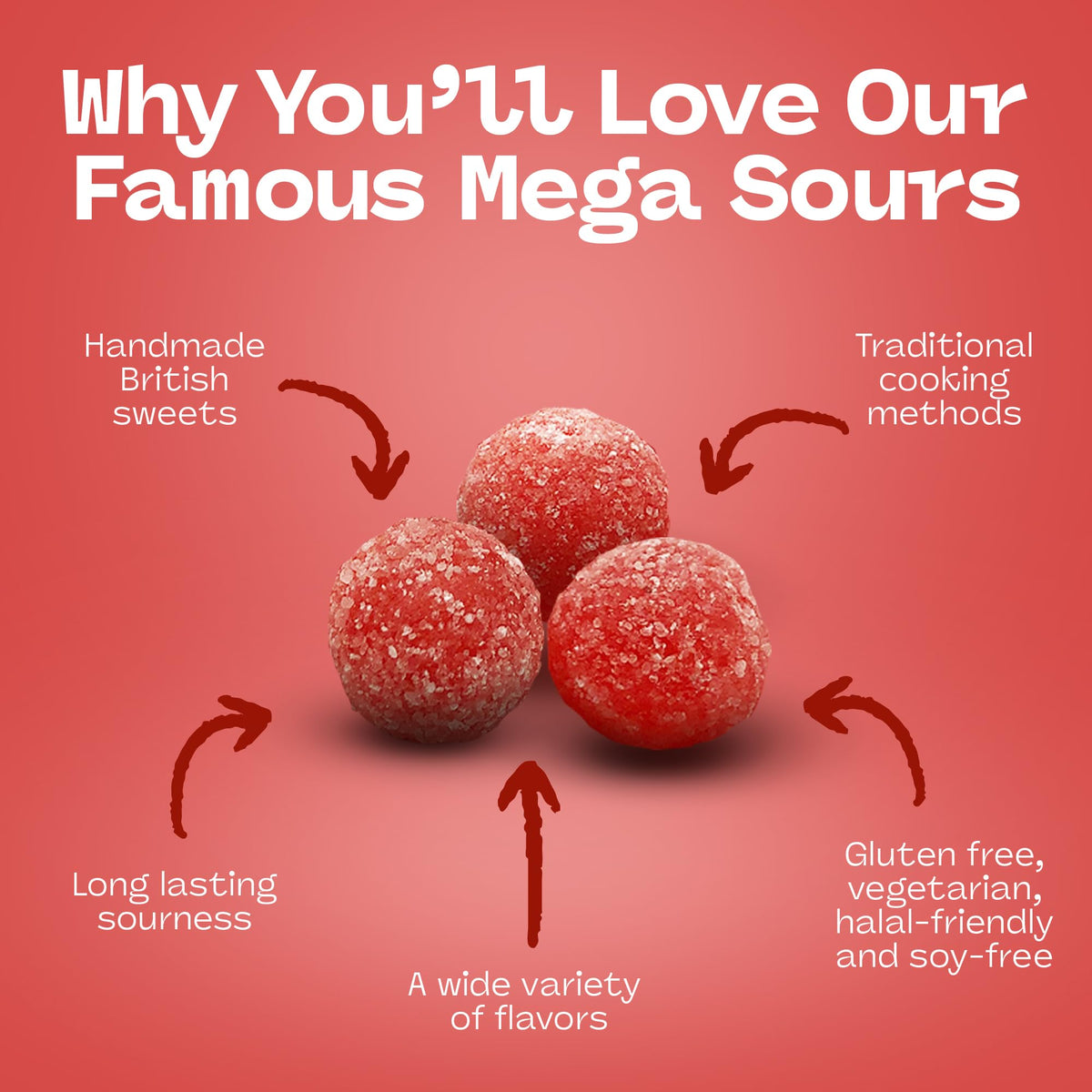 Barnetts Mega Sour Cherry 200g candy-close-pack captures glossy coating.
