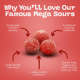 Barnetts Mega Sour Cherry 200g candy-close-pack captures glossy coating.