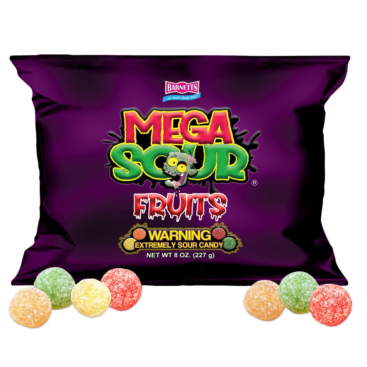 Barnetts Mega Sour Fruits pack 227g, ideal for sharing at parties