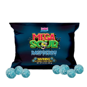 Barnetts Mega Sour Raspberry 250g pack showing bold fizz balls for sharing.