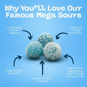 Handful of Barnetts Mega Sour Raspberry fizz balls ideal for party bowls.