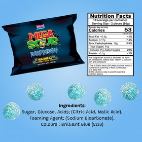 Packed Barnetts Mega Sour Raspberry pack on display at checkout.