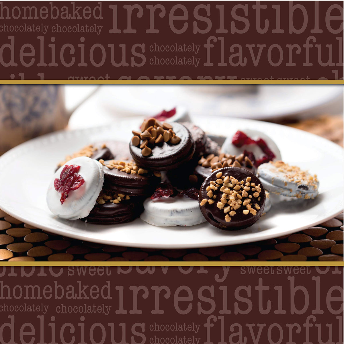 Barnetts cookie selection showing five decadent flavors