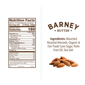 Barney Butter gluten-free, keto, paleo, and vegan friendly almond butter.