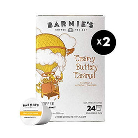 Barnie's Creamy Buttery Caramel Pods packaging – organized packaging for easy brewing.