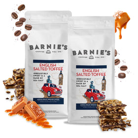 Barnie's English Salted Toffee ground coffee pack of two ready to brew