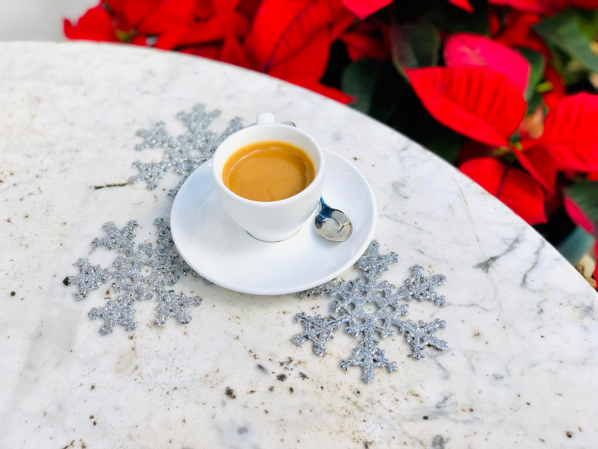 Festive scene featuring Santa's White Christmas coffee to enhance holiday gatherings.