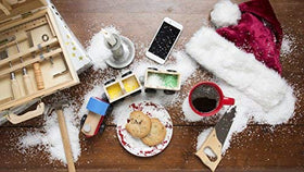 Barnie's Santa's White Christmas with Keurig brewer setup for quick, convenient holiday coffee.