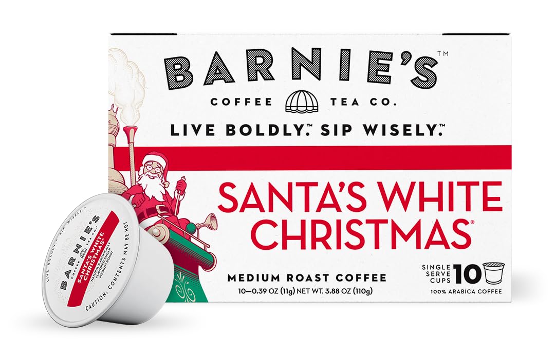 Barnie's Santa's White Christmas coconut pods offer tropical notes for cozy mornings.
