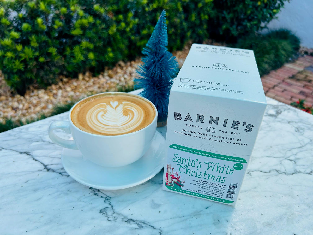 Winter morning scene with Barnies medium roast cup.
