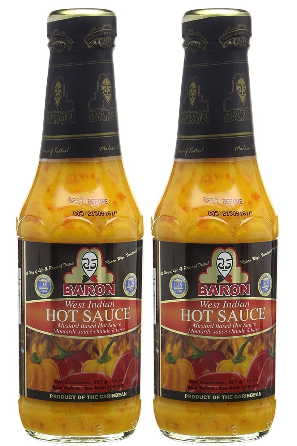 Baron West Indian Hot Pepper Sauce bottle front for bold flavor