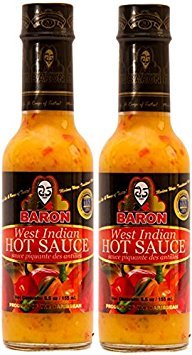 Baron West Indian Hot Sauce Nustrad Base bottle adds Caribbean heat to marinades.