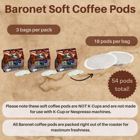 Baronet Coffee Pods 8-gram detail showing pod size for consistent strength.