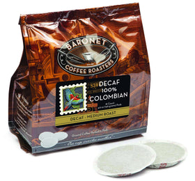 Baronet DECAF Colombian pod close-up showing 8g Arabica for a smooth brew.
