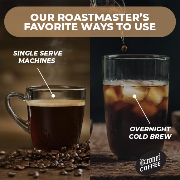 Baronet Coffee roaster-fresh packaging preserves aroma and flavor.