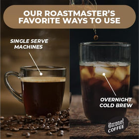 Baronet roaster freshness close-up, highlighting aroma and quality.