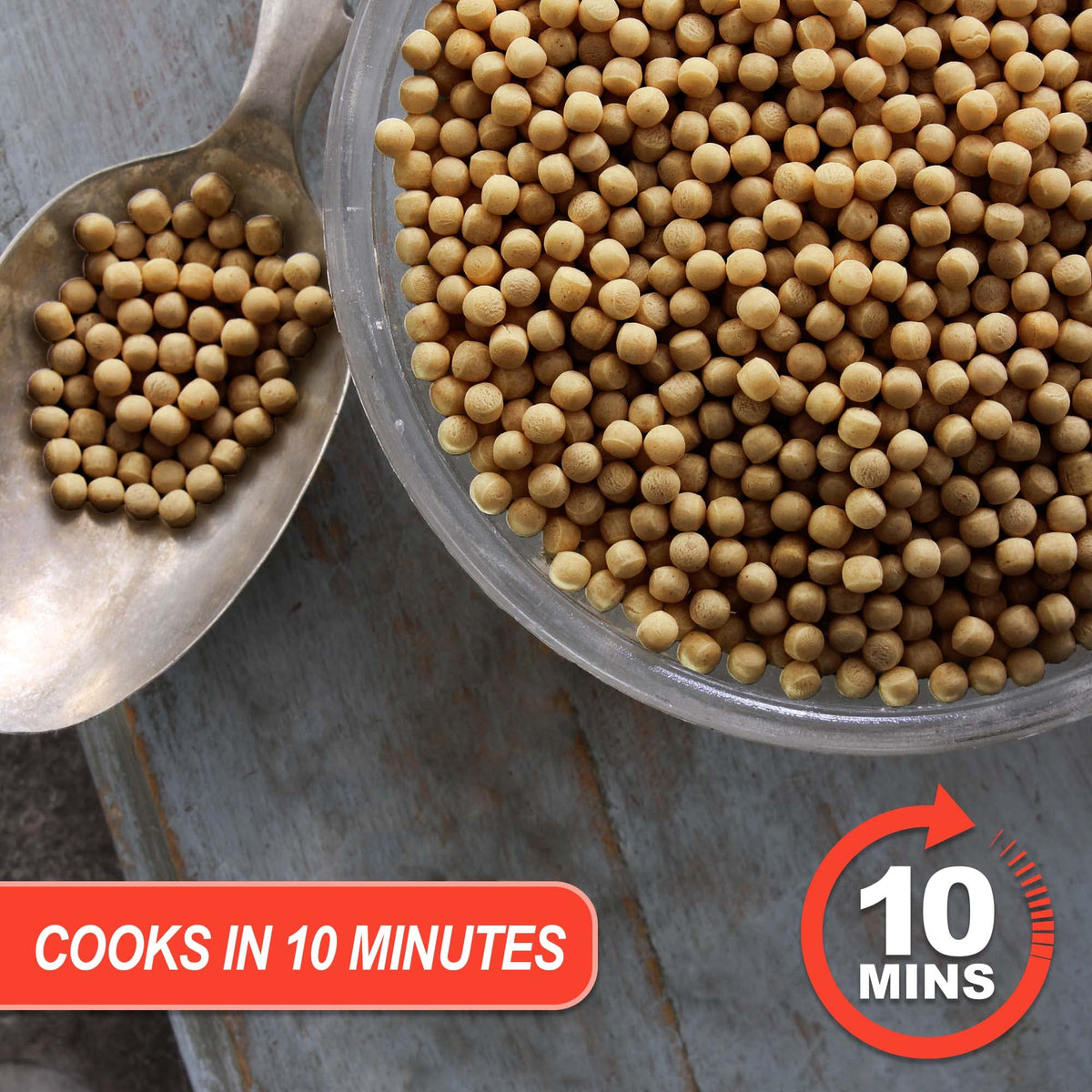 Baron's couscous pearls shimmering in a pan, ideal for quick meals.