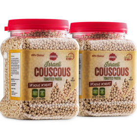 Baron's Israeli whole wheat couscous pearls ready for soups with chewy texture.