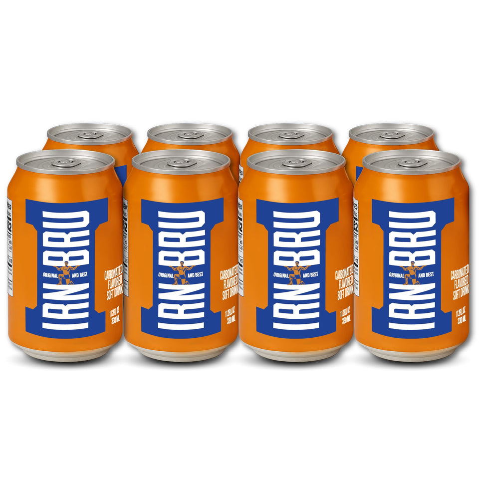 Barr IRN-BRU original can with citrus fizz for a refreshing lift.