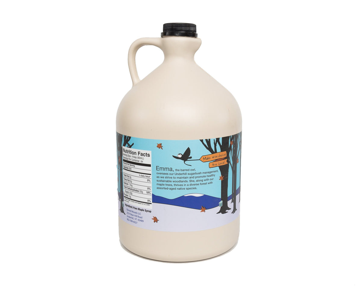 BARRED WOODS 1-gallon jug shows organic certification and trusted branding.