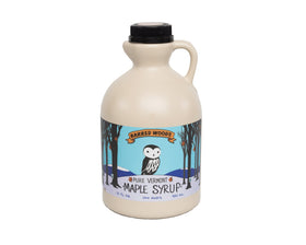 Barred Woods maple syrup kitchen setup—easy pour, clean pantry staple.