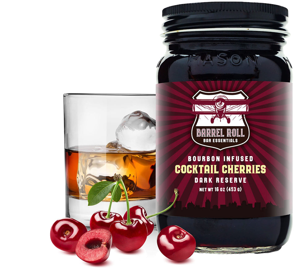 Barrel Roll Bar Essentials Cocktail Cherries bourbon-infused close-up garnish for cocktails