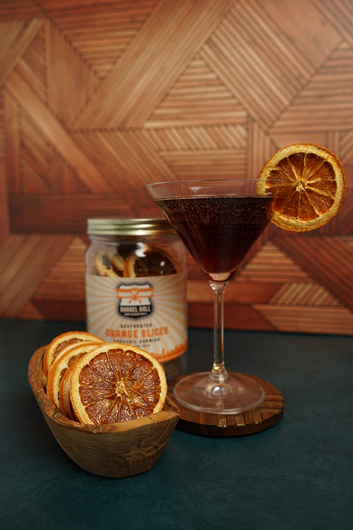 Barrel Roll orange slices used in snacking, baking, and herbal tea garnishes.